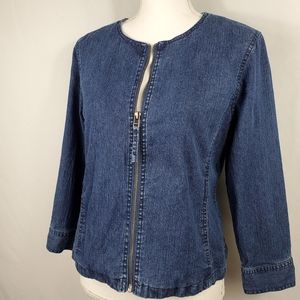 Ruby Rd 3/4 Sleeve Zip Up Jacket Sz S